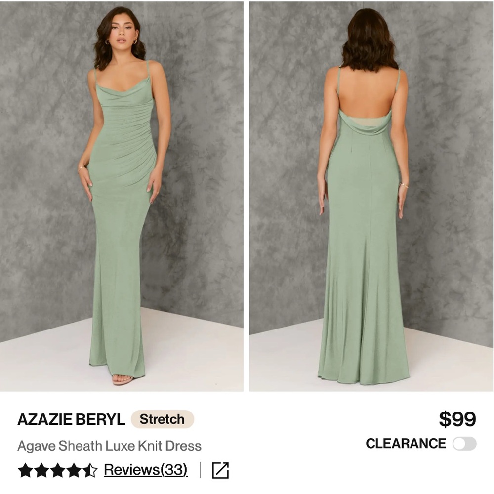 Azazie Agave Backless Sheath Dress